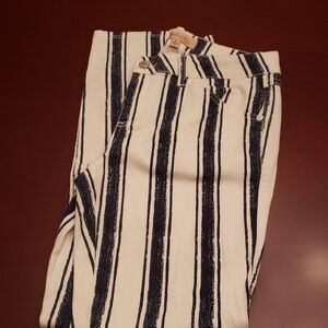 Philosophy White and Black Striped Straight Leg Jeans